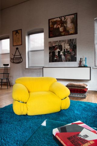 Living room of photo agent Lee Gross' Manhattan apartment