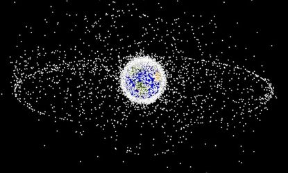 Computer-generated image of space junk