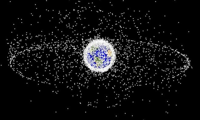 Computer-generated image of space junk