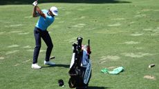 Max Homa takes a shot at the Augusta National practice range 