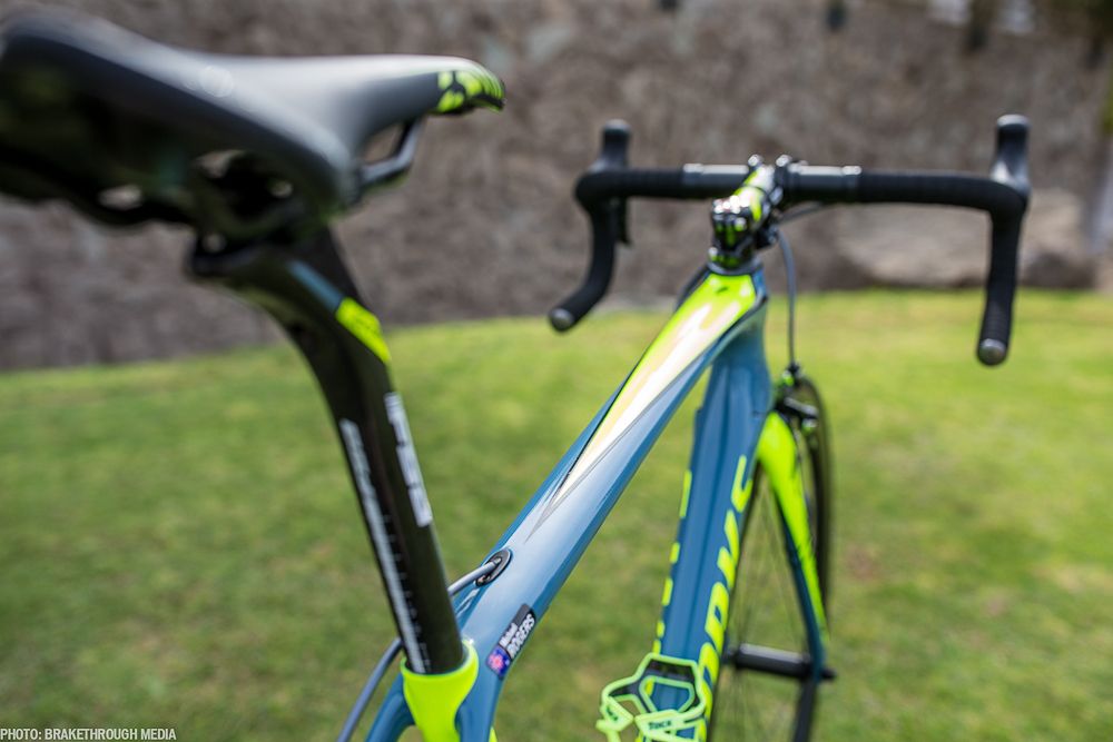 The set up helps keep rogers stretched out on the bike.