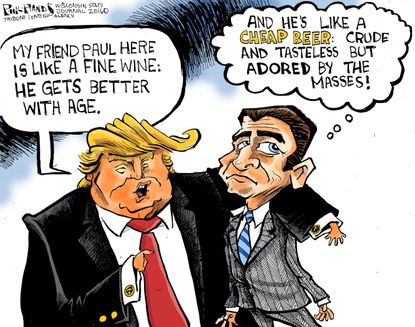Political cartoon U.S. Donald Trump Paul Ryan comments