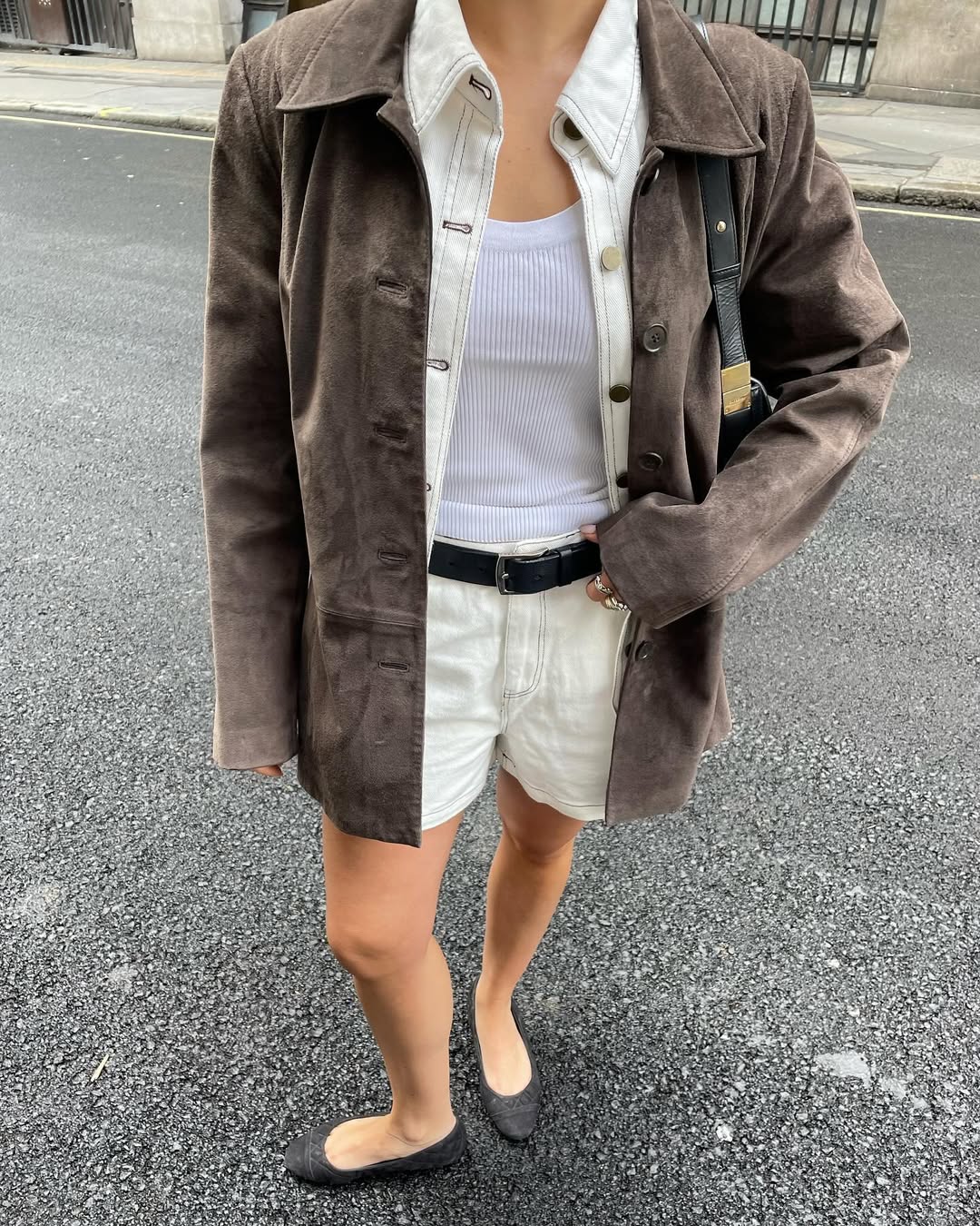 woman wearing suede button down jacket trend 2026