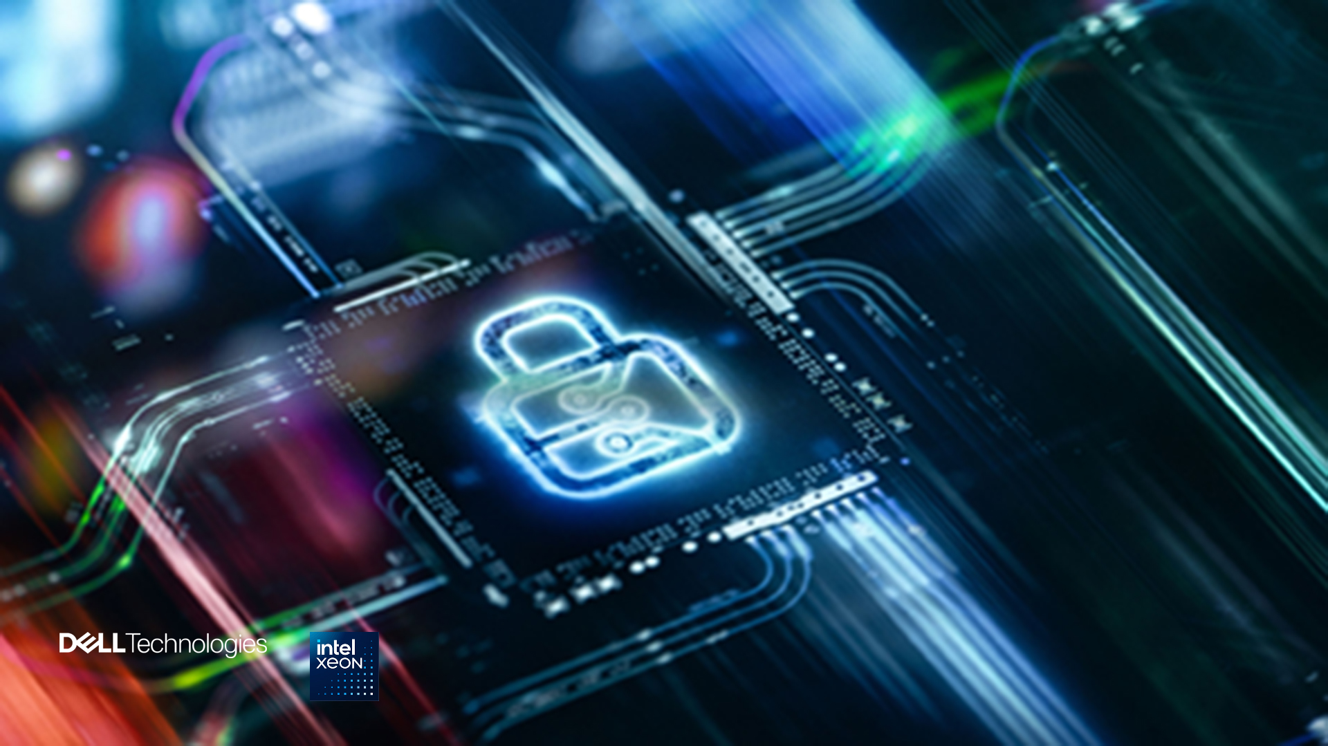 glowing padlock on circuitboard