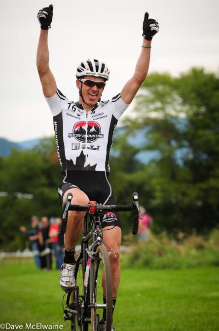 Raphael Gagne (Rocky Mountain Factory Team) taking the victory at Green Mountain Cyclocross Weekend