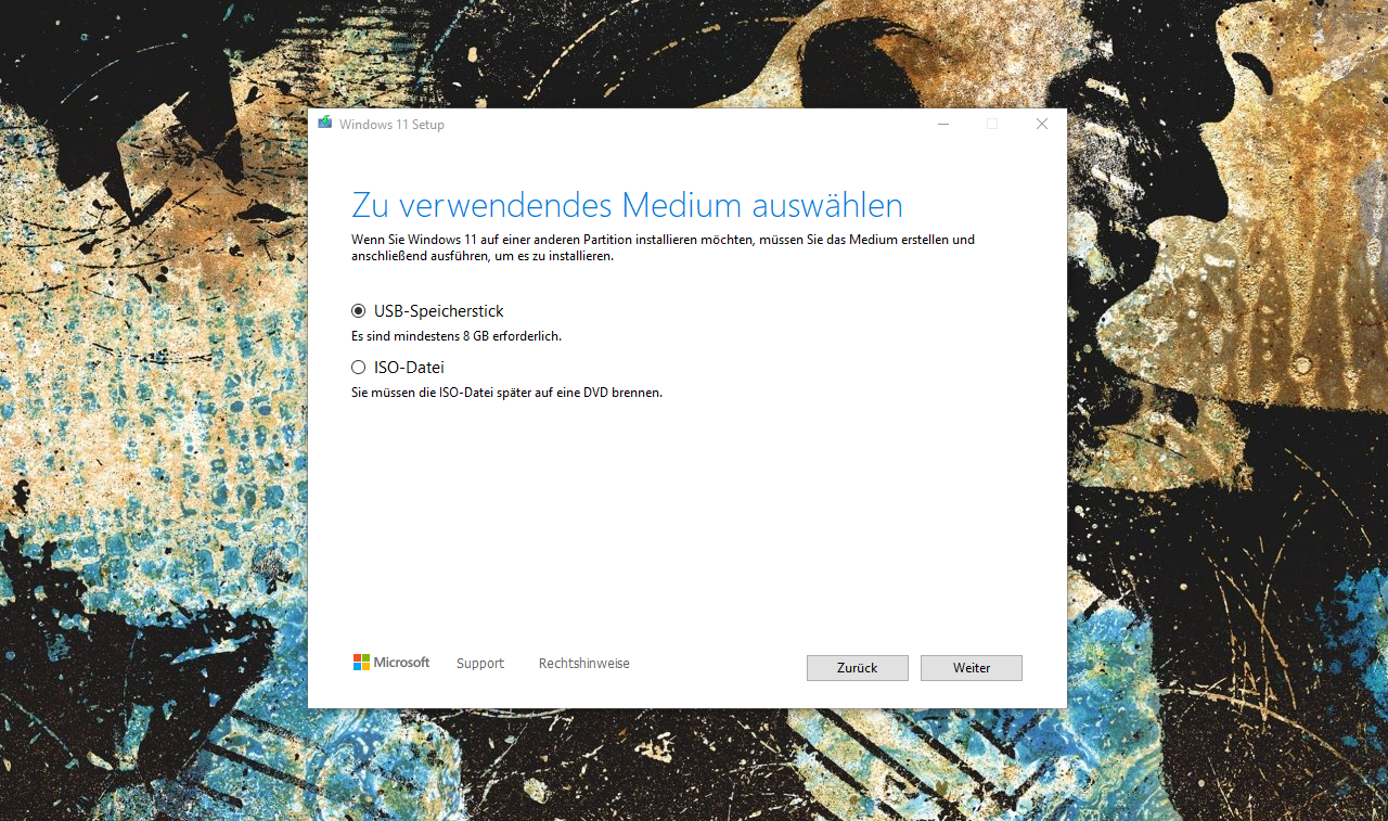 Screenshot des Media Creation Tool für die Installation von Windows 11
