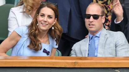 Kate Middleton and Prince William in the Wimbledon Royal Box on Centre court