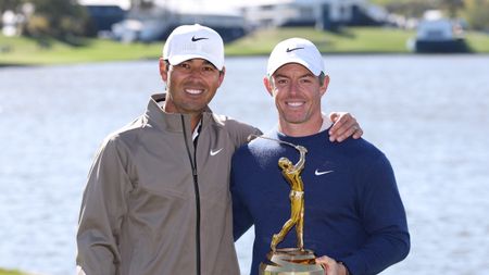 Harry Diamond puts his arm around Rory McIlroy after the Northern Irishman won The Players Championship in 2025