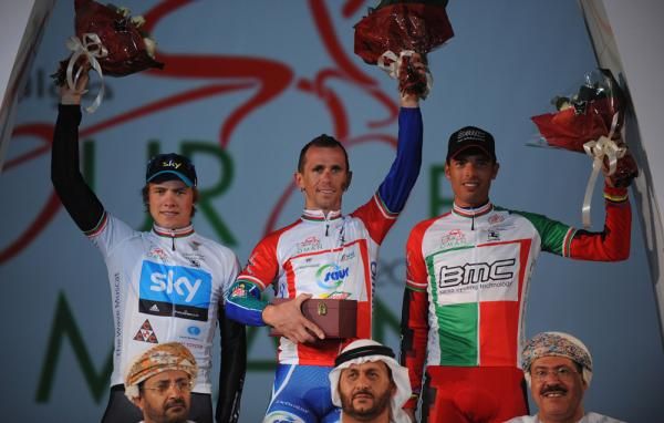 Casper (Saur Sojasun) flanked by Edvald Boasson Hagen (Sky) and Alessandro Ballan (Team BMC)