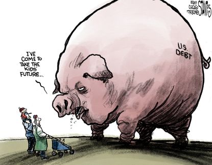 Editorial cartoon U.S. national debt pig
