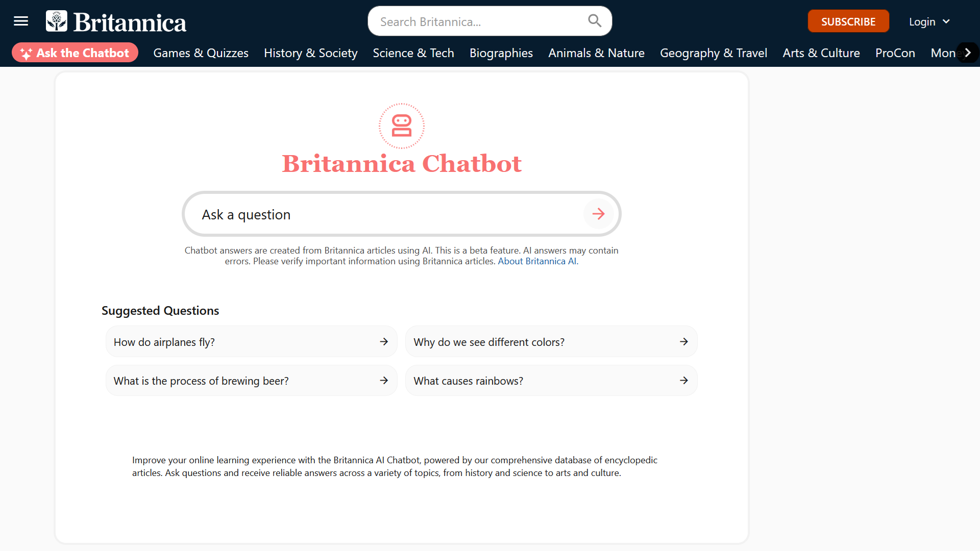 Britannica AI Chatbot