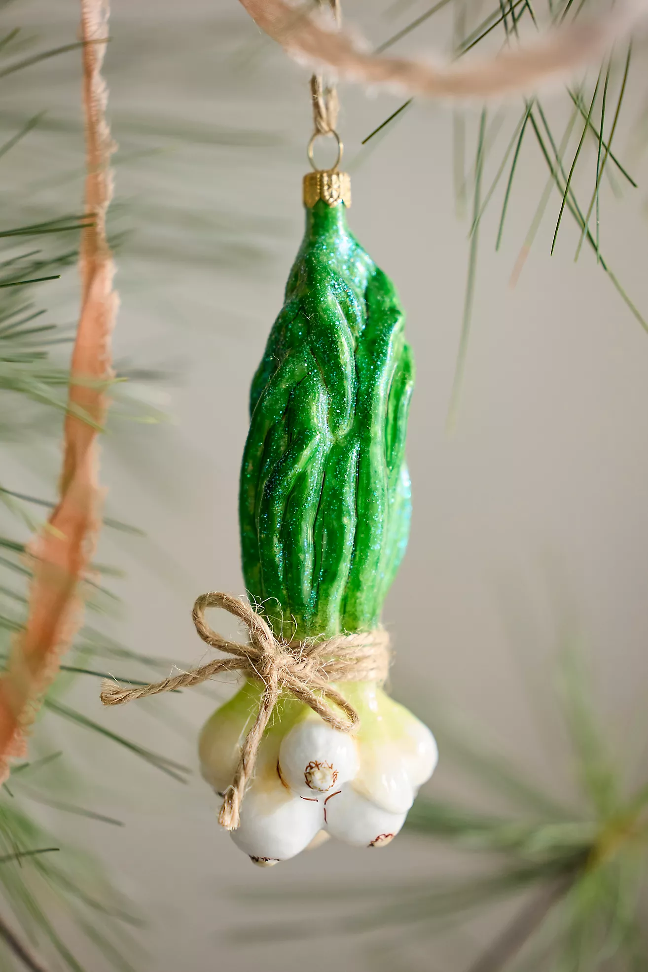 Spring Onions Glass Ornament