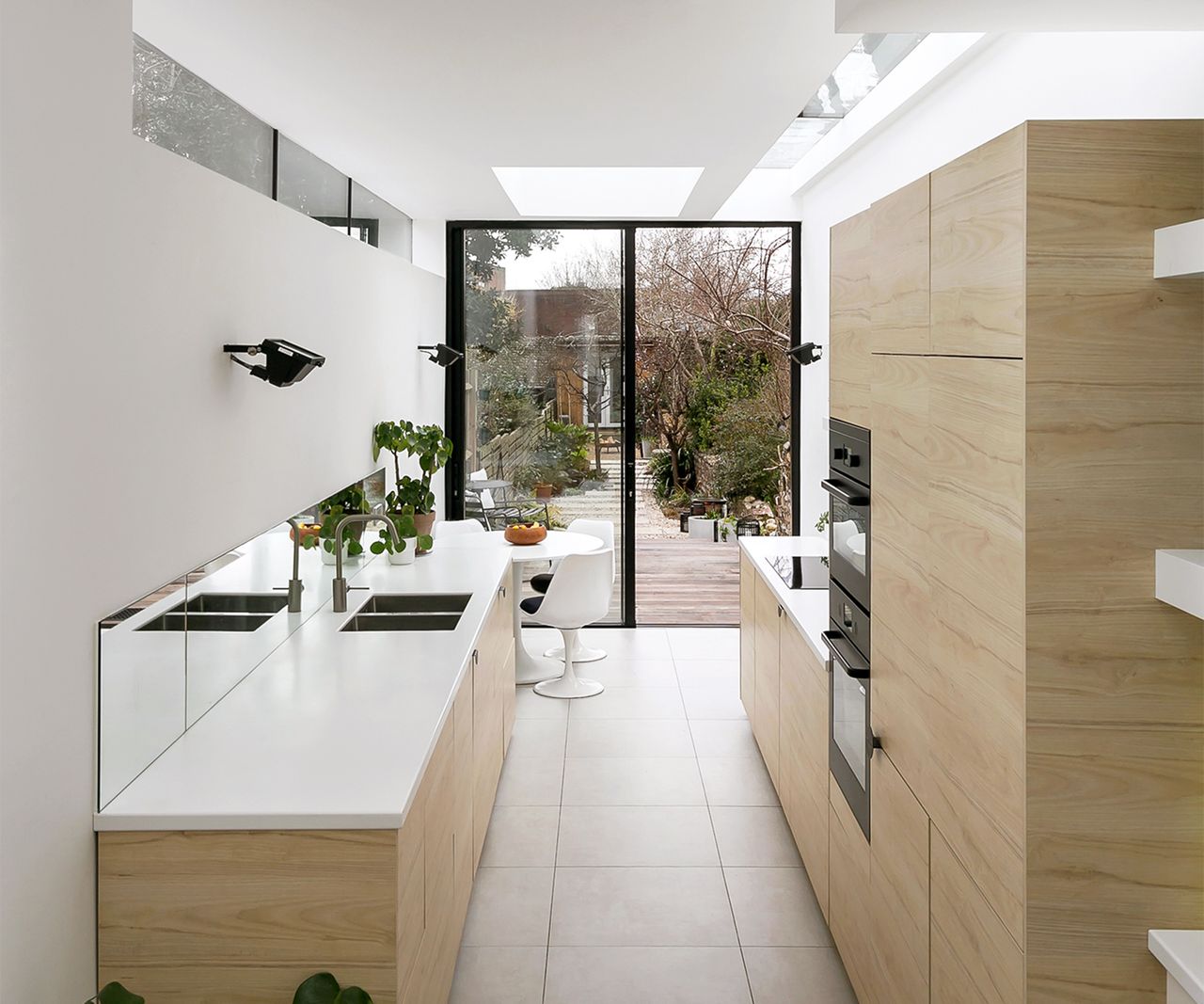 a narrow kitchen extension