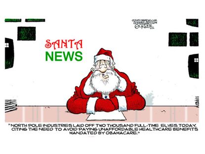 Obama cartoon Obamacare Santa Claus