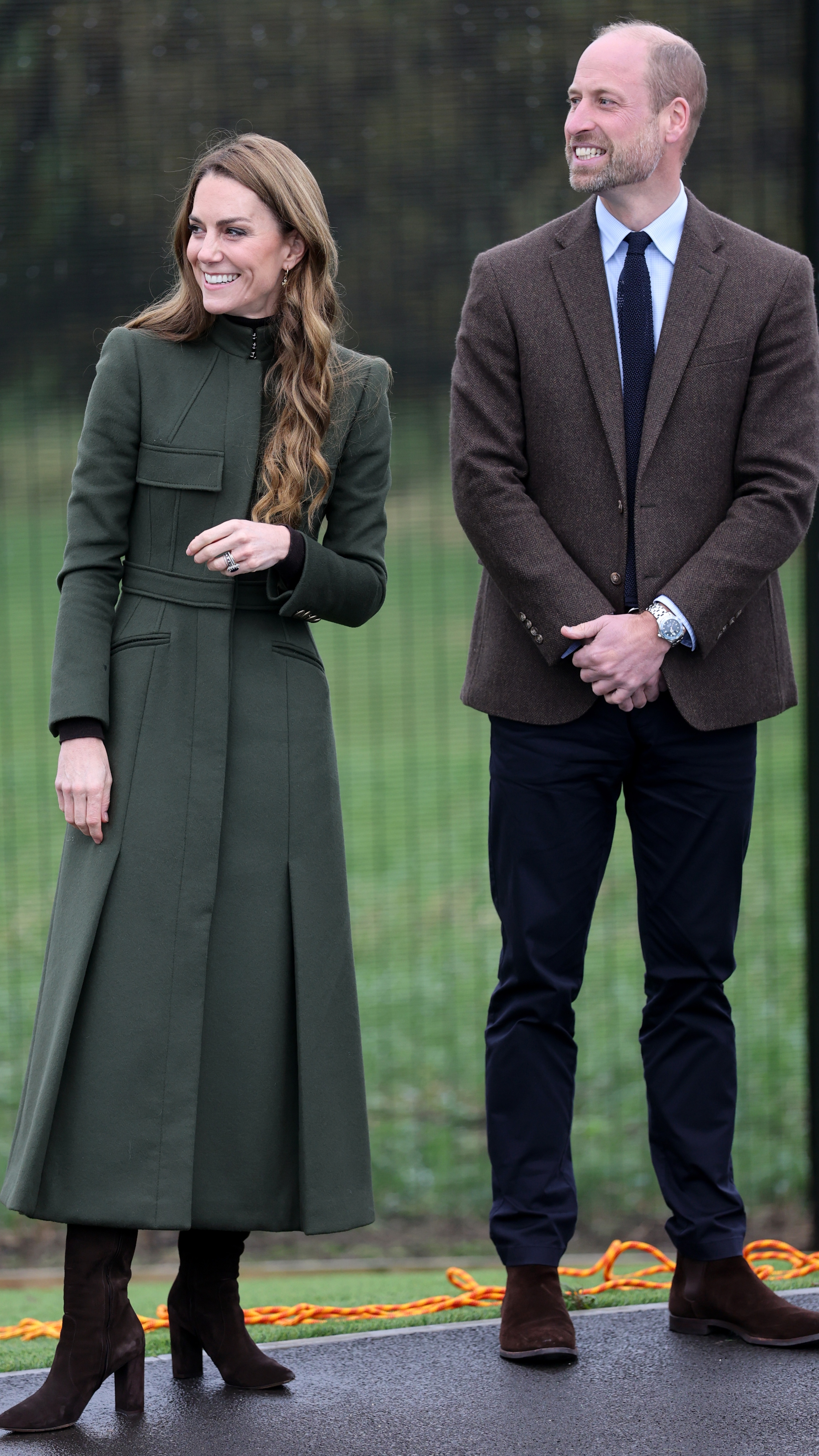 Catherine, Princess of Wales and Prince William, Prince of Wales observe a training scenario taking place at the Northern Ireland Fire &amp;amp; Rescue Service&amp;rsquo;s (NIFRS) new Learning and Development College on October 14, 2025