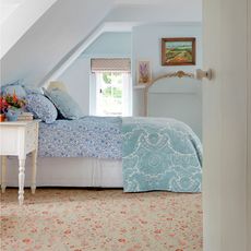 bedroom with printed floor