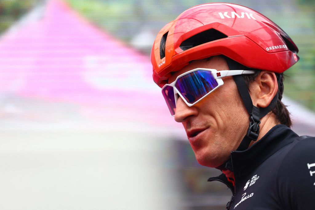 Team Ineos&#039; rider Geraint Thomas prepares to take the start of the 18th stage of the 107th Giro d&#039;Italia