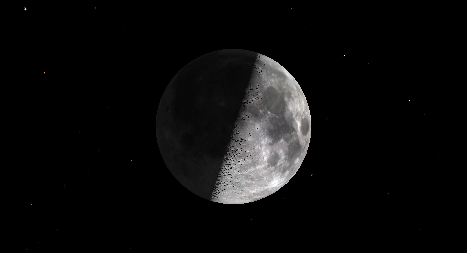 Graphic showing moon half illuminated.