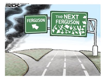 Editorial cartoon U.S. Ferguson path
