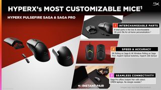 HyperX Pulsefire Saga Pro gaming mouse pre-release spec sheet from CES 2025