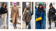5 women showcasing different ways to wear a beanie