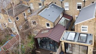 Aerial shot of extension to highlight unexpected home improvement costs
