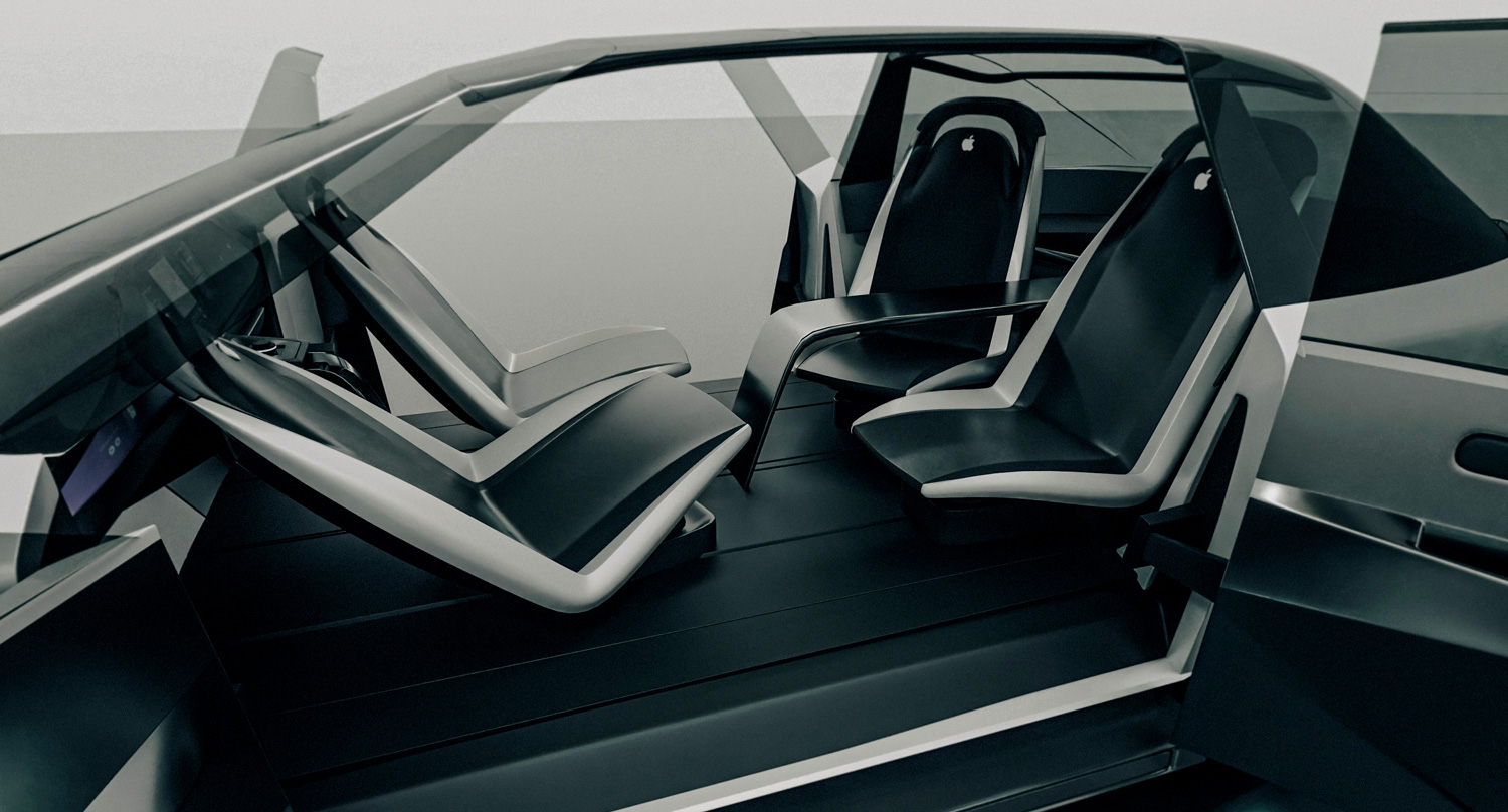 ugly apple car concept interior rotated front seats