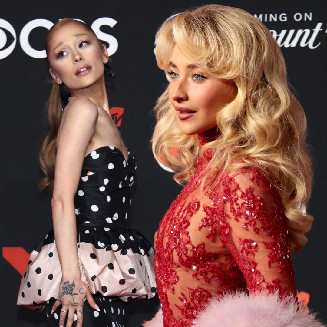Ariana Grande and Sabrina Carpenter at the 2025 mtv vmas