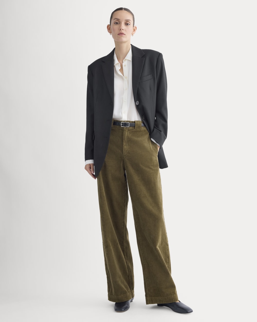 Corduroy Wide-Leg Trouser | Beech - 00