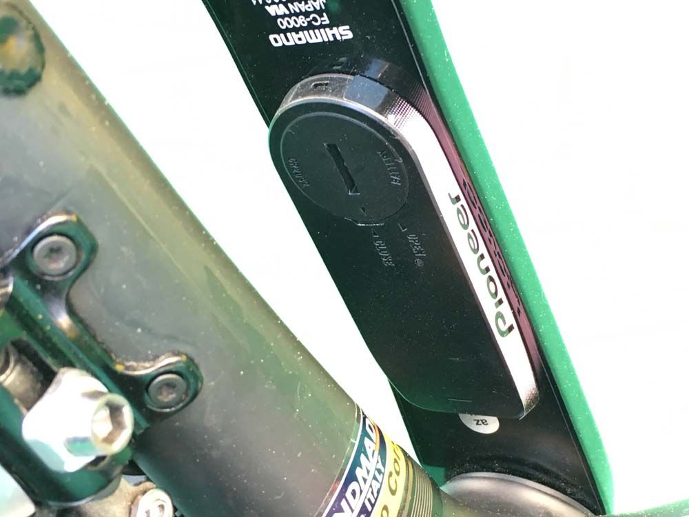 The Pioneer power meter is also attached to the inside of the left crank
