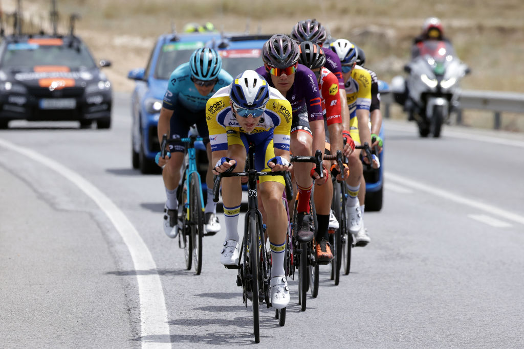 CLLAR VEGA SPAIN MAY 21 Robbe Ghys of Belgium and Team Sport Vlaanderen Baloise Isaac Canton Serrano of Spain and Team Burgos BH leads in breakaway during the 67th Vuelta A Andalucia Ruta Del Sol 2021 Stage 4 a 1829km stage from Baza to Cllar Vega VCANDALUCIA on May 21 2021 in Cllar Vega Spain Photo by Gonzalo Arroyo MorenoGetty Images