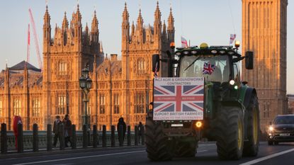 Tractor next to Houses of Parliament