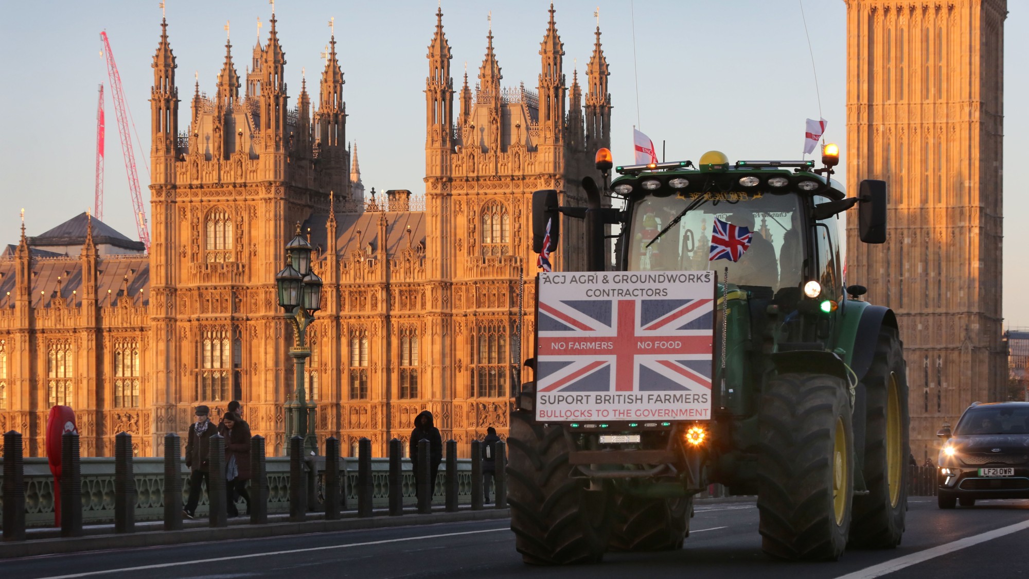 Tractor next to Houses of Parliament