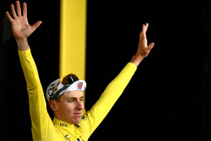 Tadej Pogačar in the yellow jersey at the Tour de France
