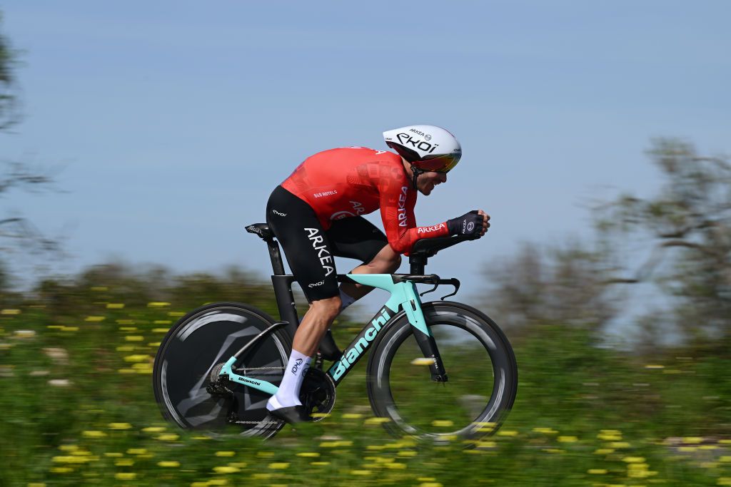 ALBUFEIRA PORTUGAL FEBRUARY 17 Florian Senechal of France and Team Arkea BB Hotels sprints during the 50th Volta ao Algarve em Bicicleta 2024 Stage 4 a 22km individual time trial in Albufeira on February 17 2024 in Albufeira Portugal Photo by Dario BelingheriGetty Images