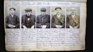A document from 'The Real Peaky Blinders' showing five members of the real-life gang who inspired the show.