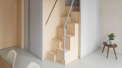 modern witches&#039; stairs leading to loft bedroom