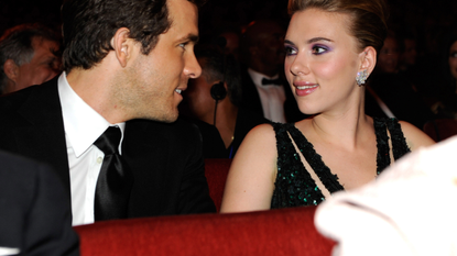 Ryan Reynolds and Scarlett Johansson in the audience at the 64th Annual Tony Awards at Radio City Music Hall on June 13, 2010 in New York City.
