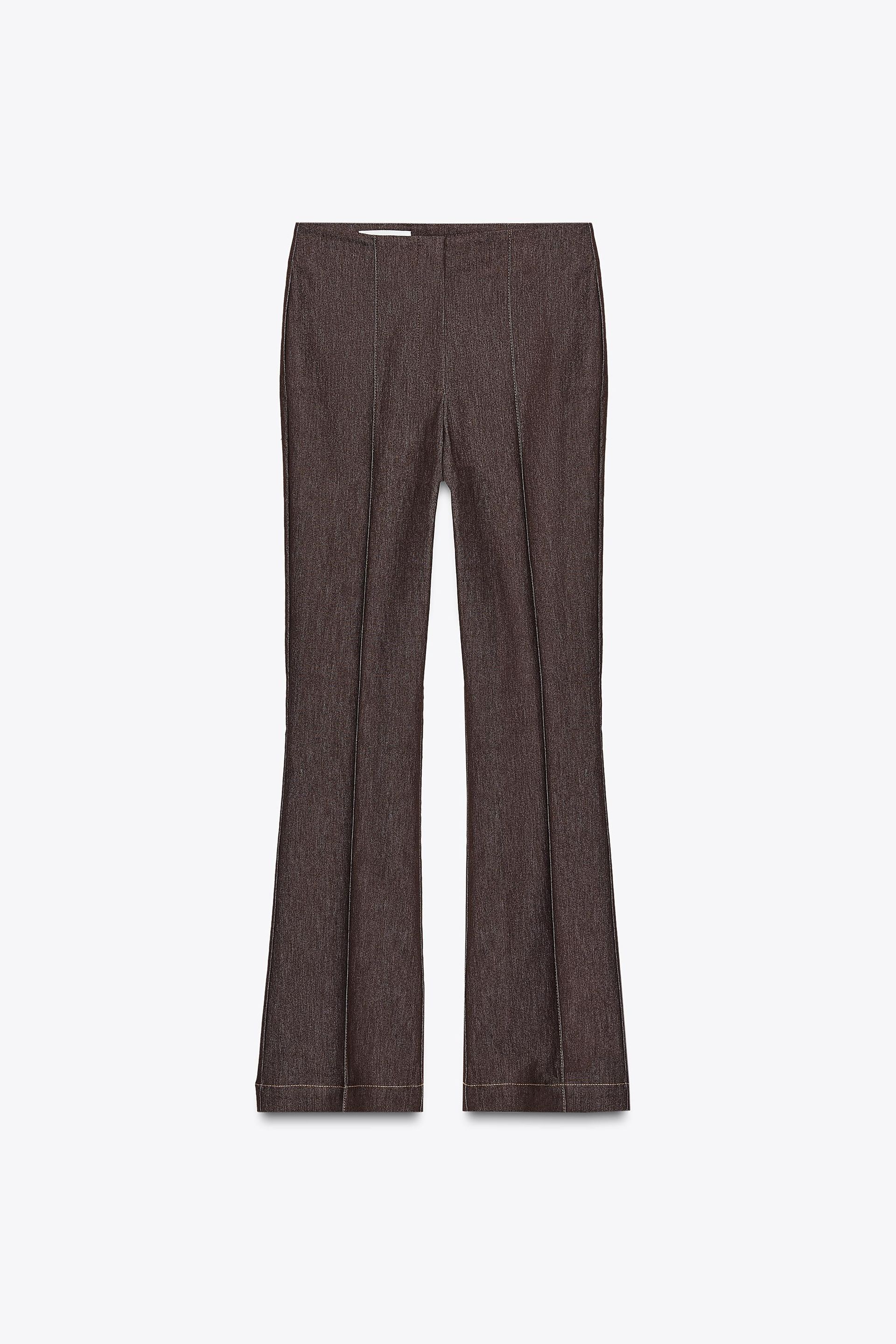 Contrast Stitch Seam Flare Pants