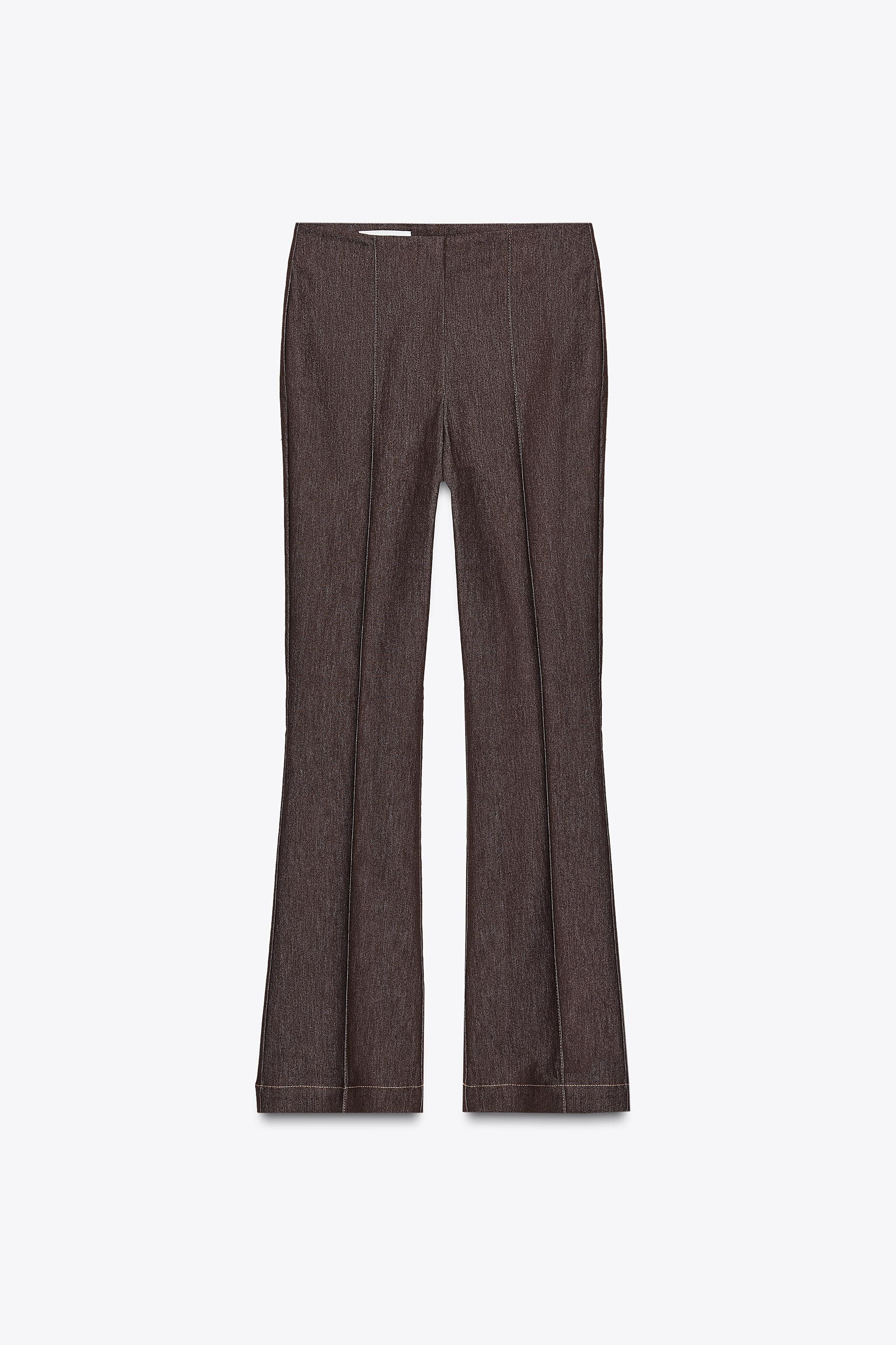 Contrast Stitch Seam Flare Pants