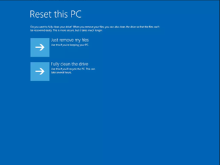 A screenshot of the Windows 10 PC reset process