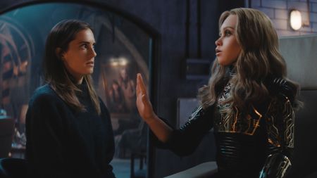 Allison Williams as Gemma and M3GAN doll in M3GAN 2.0