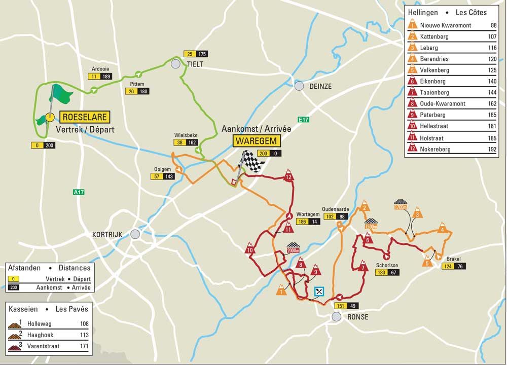 The Dwars door Vlaanderen map