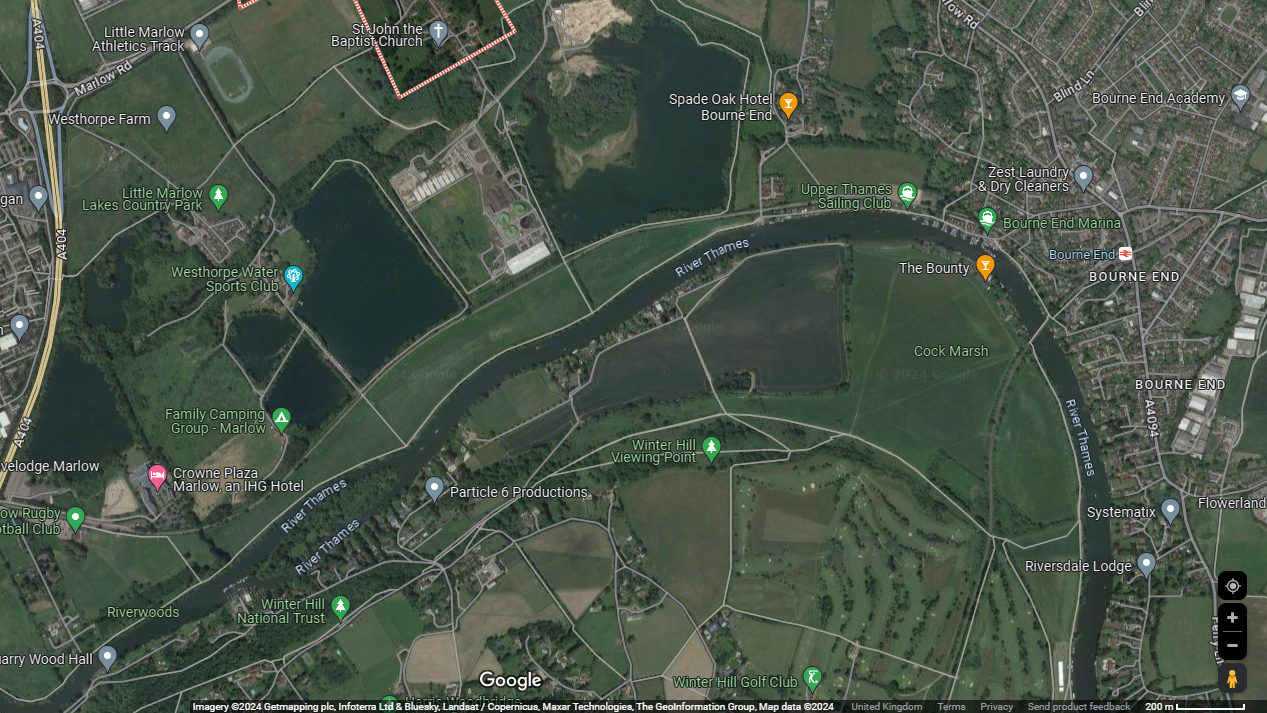 A satellite view of the Little Marlow water treatment works, run by Thames Water