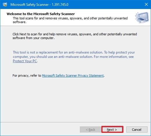 Конфиденциальность сканера безопасности Microsoft