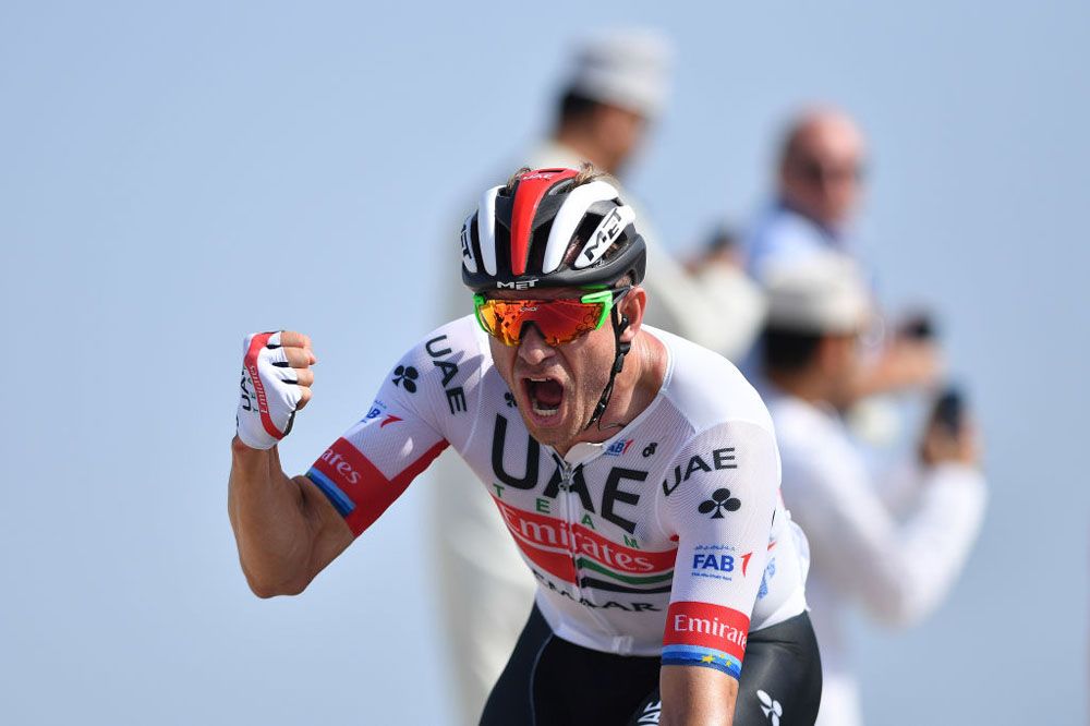 On cloud nine: Alexander Kristoff (UAE Team Emirates) takes his ninth stage win at the Tour of Oman