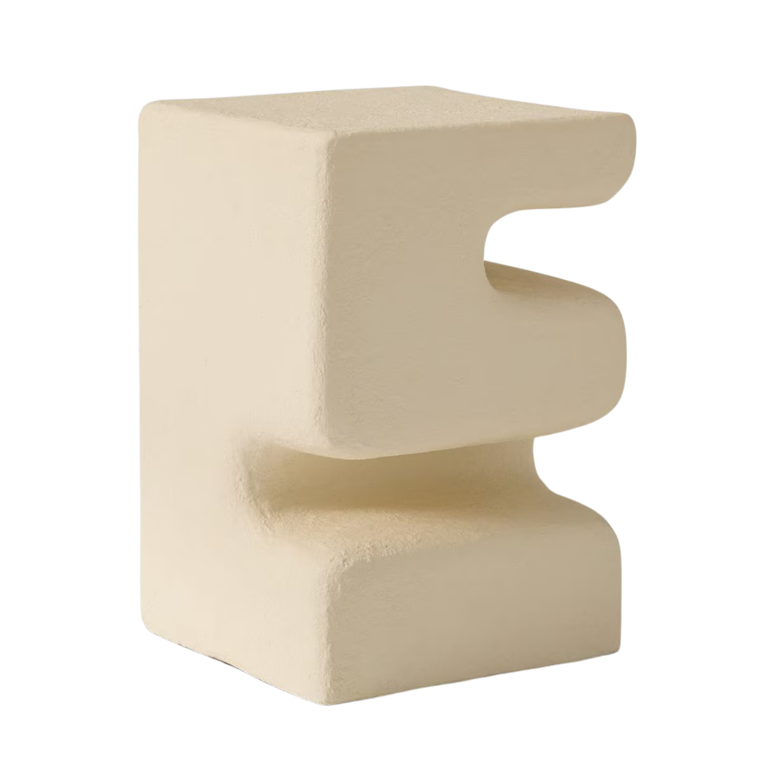 A sculptural beige plant stand