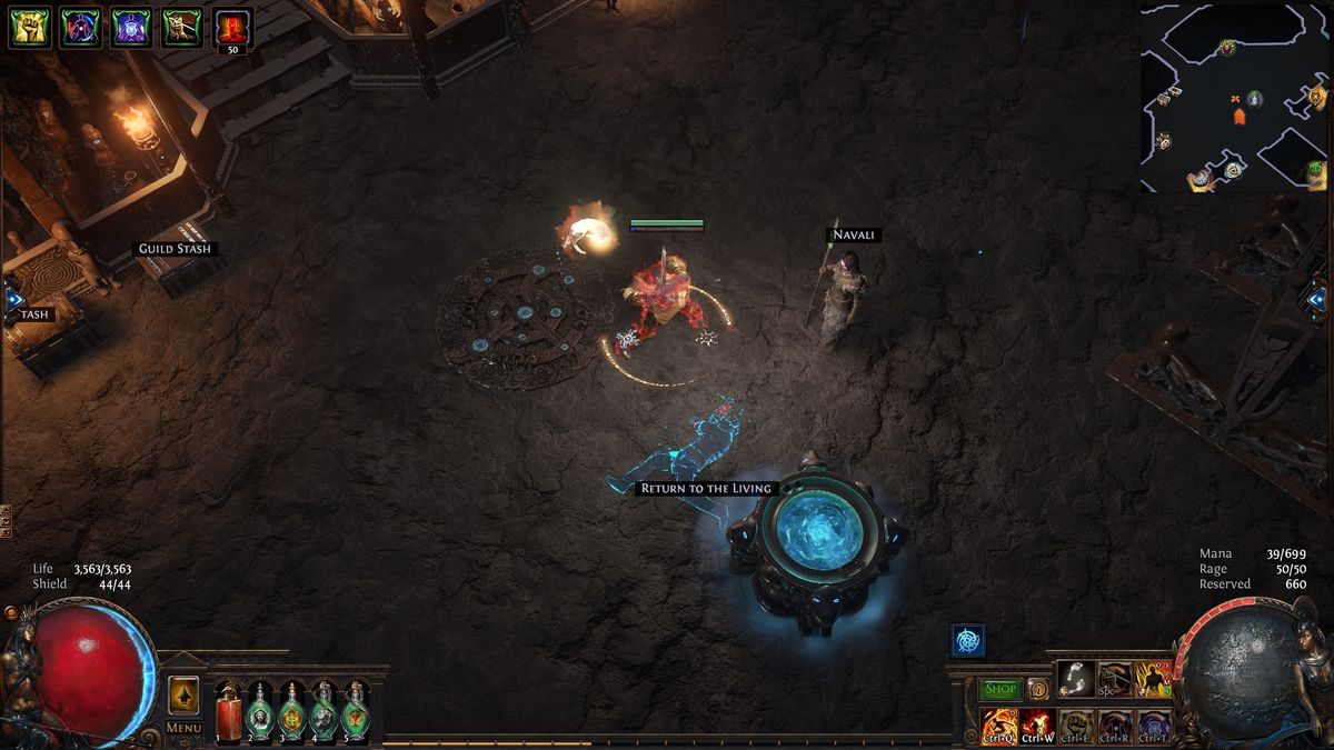 Talking to questgiver NPC for PoE's new autobattler mode