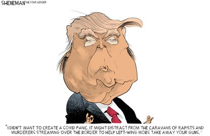 Political Cartoon U.S. Trump COVID panic