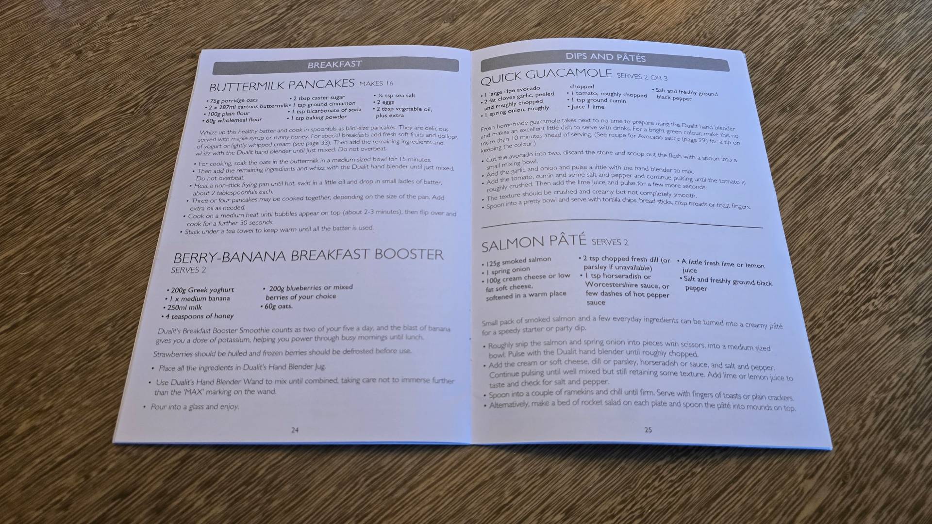 Dualit 700W Hand Blender instruction booklet on table